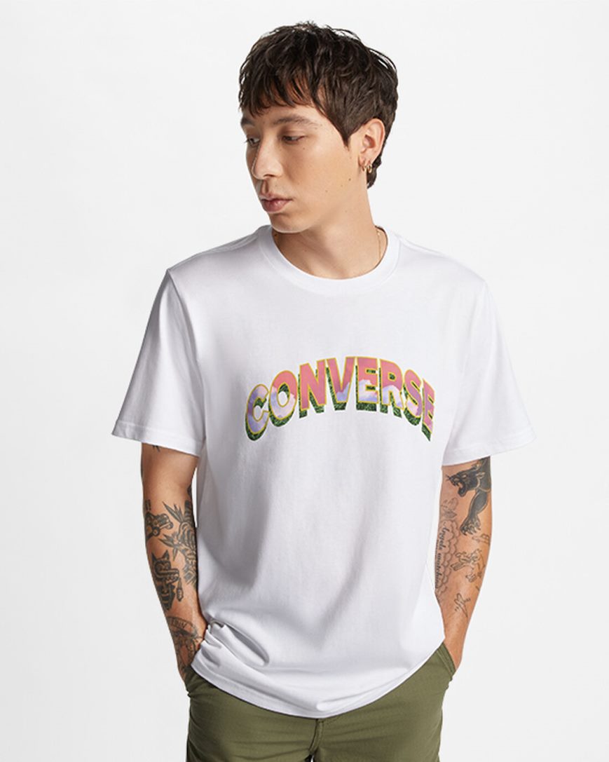 Camiseta Converse Cloud Fill Logo Masculino Branco | PT L0874T1